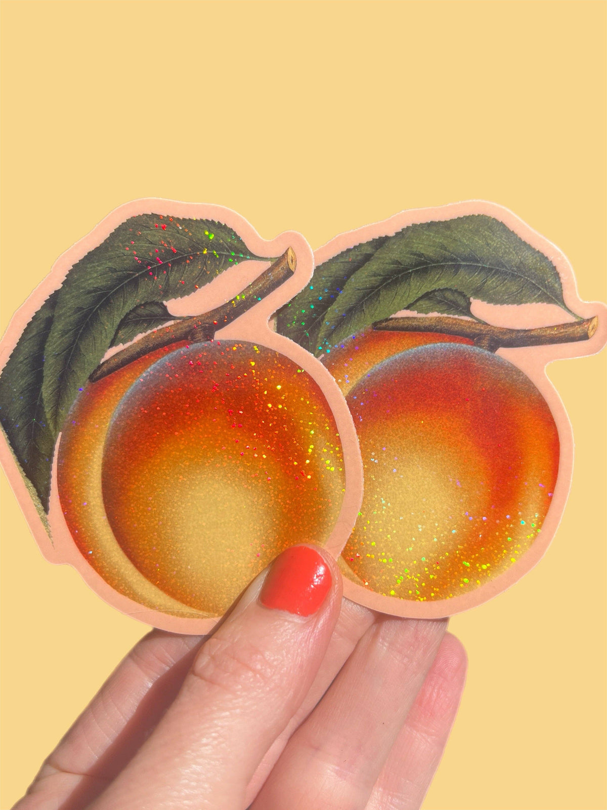 Peach Glitter STICKER 3 Inch
