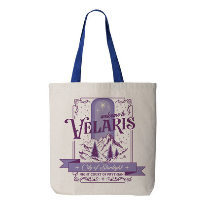 Velaris Destination Graphic Contrast Color Handle Tote Bag: Black