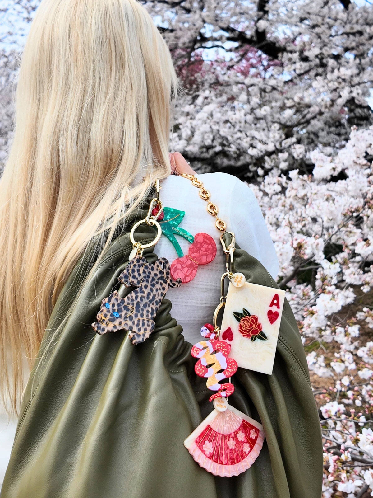Hand-painted Ace of Hearts Bag Charm + Keychain Eco-Friendly