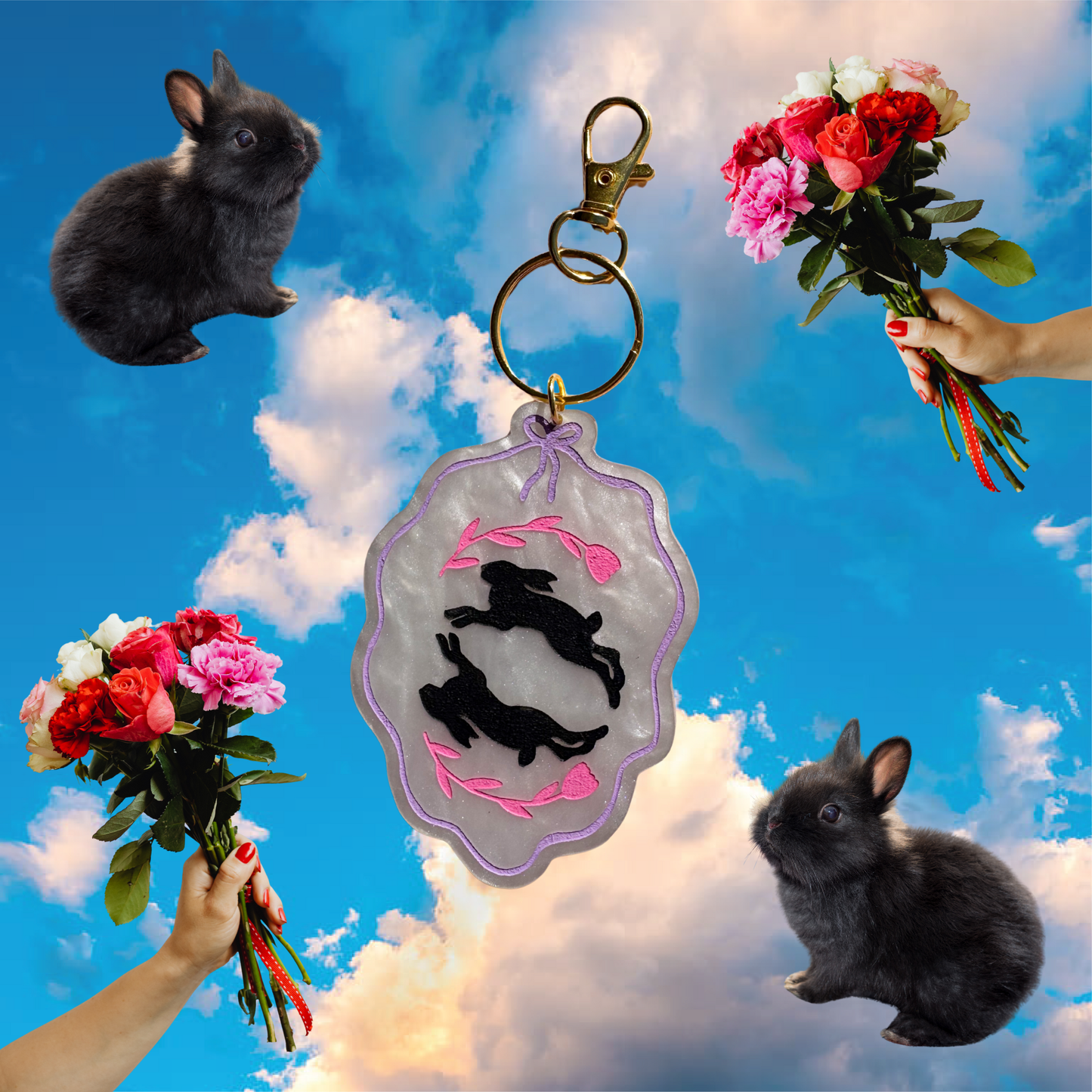 Spring Bunny Keychain/Bag Charm