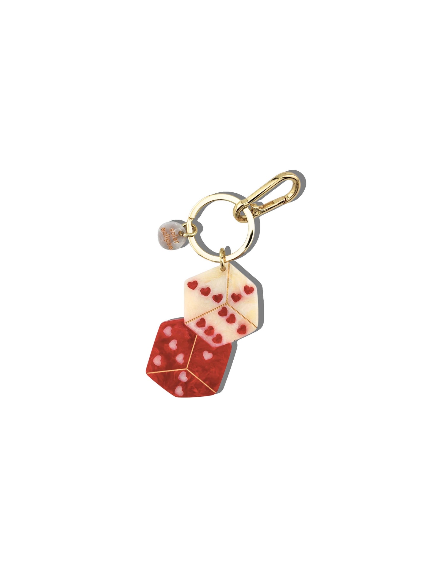 Hand-painted Lucky Dice Bag Charm + Keychain | Eco-Friendly: Pink