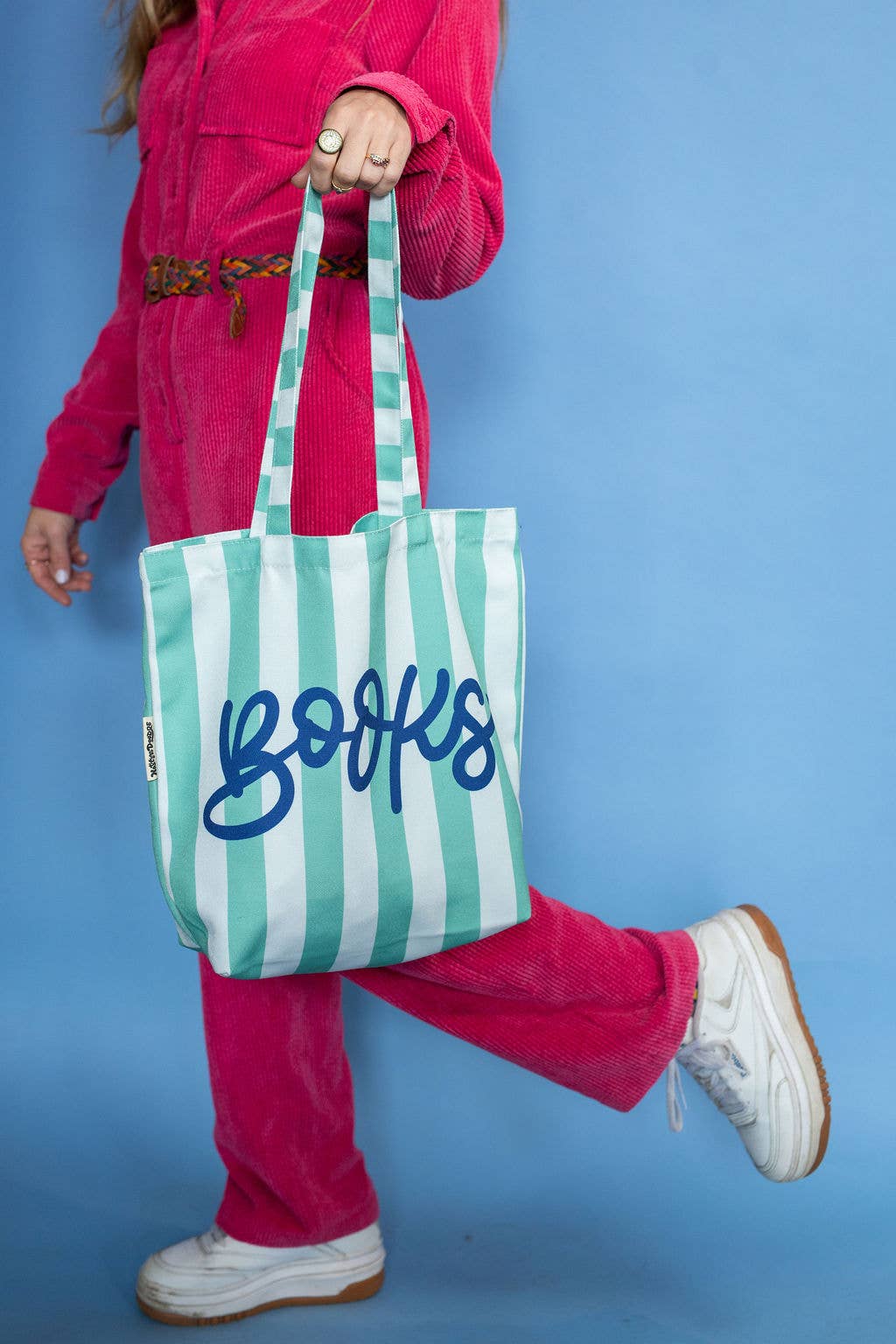 Books Blue Stripe Summer Reading Shopping Bookish Tote Bag