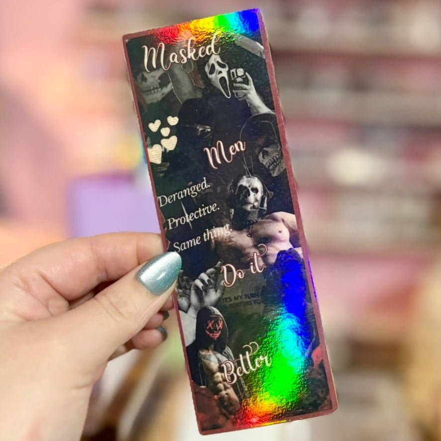 Masked Men Do it Better Smut Inspired Collage Bookmark: Add Tassel