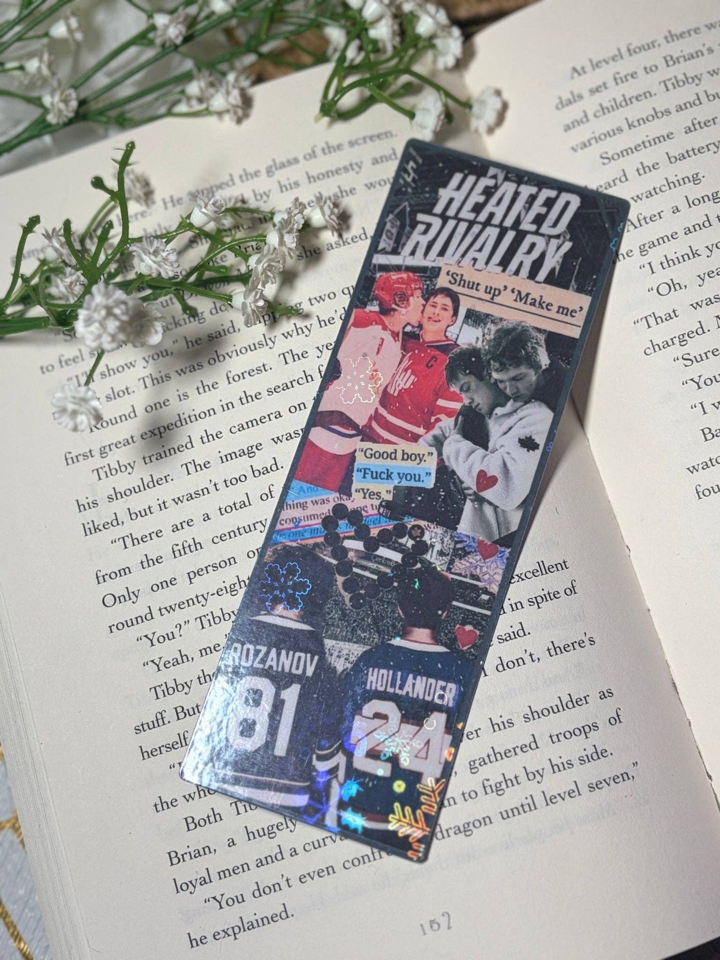 Heated Rivalry Hockey Romance Inspired Collage Bookmark: Add Tassel