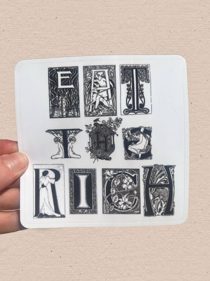 Sticker Eat The Rich Art Nouveau Punk Style 4 Inch